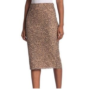 AFRM Leopard Animal Print Mesh Knee Length Skirt Size Small